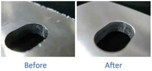 deburring before and after view of metal