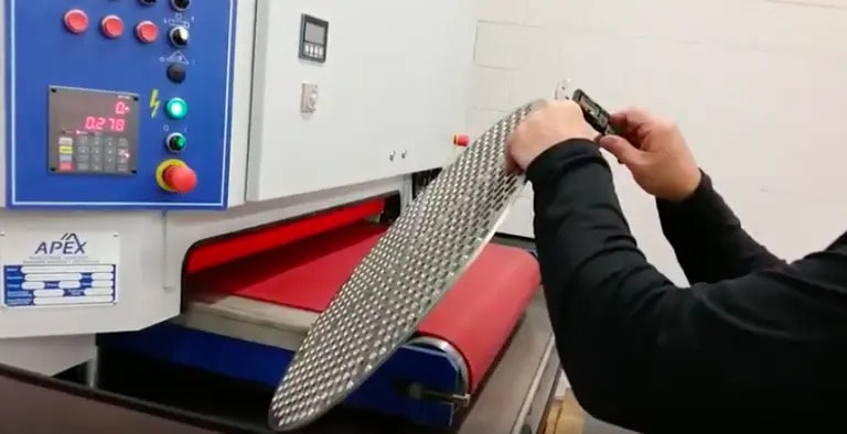 Wet Deburring and Edge Radiusing of Stainless Steel Drilled Holes Tube Sheet